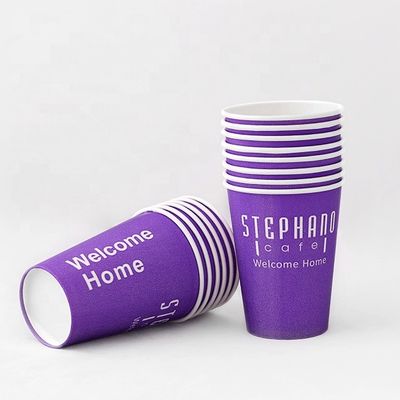 Fioletowe plastikowe, wolne z pojedynczej ściany, papierowe kubki, 24 oz, 675 ml.