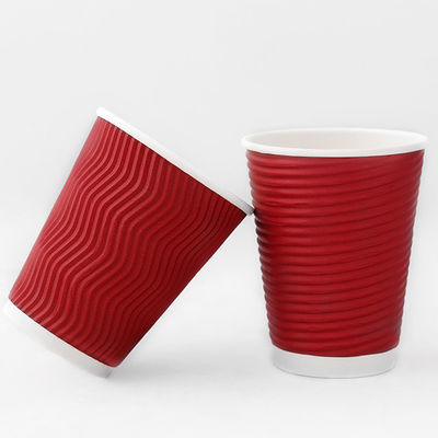 Czerwony 540ml Ripple Wall Paper Cup 16oz Wałowe Papierowe Kubki