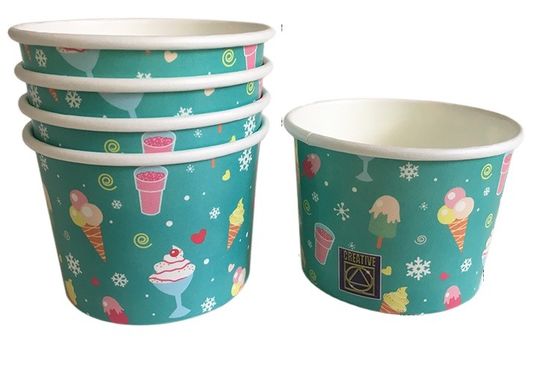 Białe kartonowe małe miski na lody 0.6L Custom Logo Print