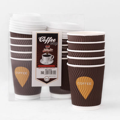 8oz Kraft Ripple Paper Cups 92mm PE powlekany gorący kubek z kawy