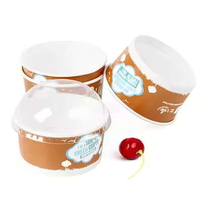 600 ml Mikrowawy Jednorazowe miski Kartonowe logo spersonalizowane Biały papier Kubki do lodów